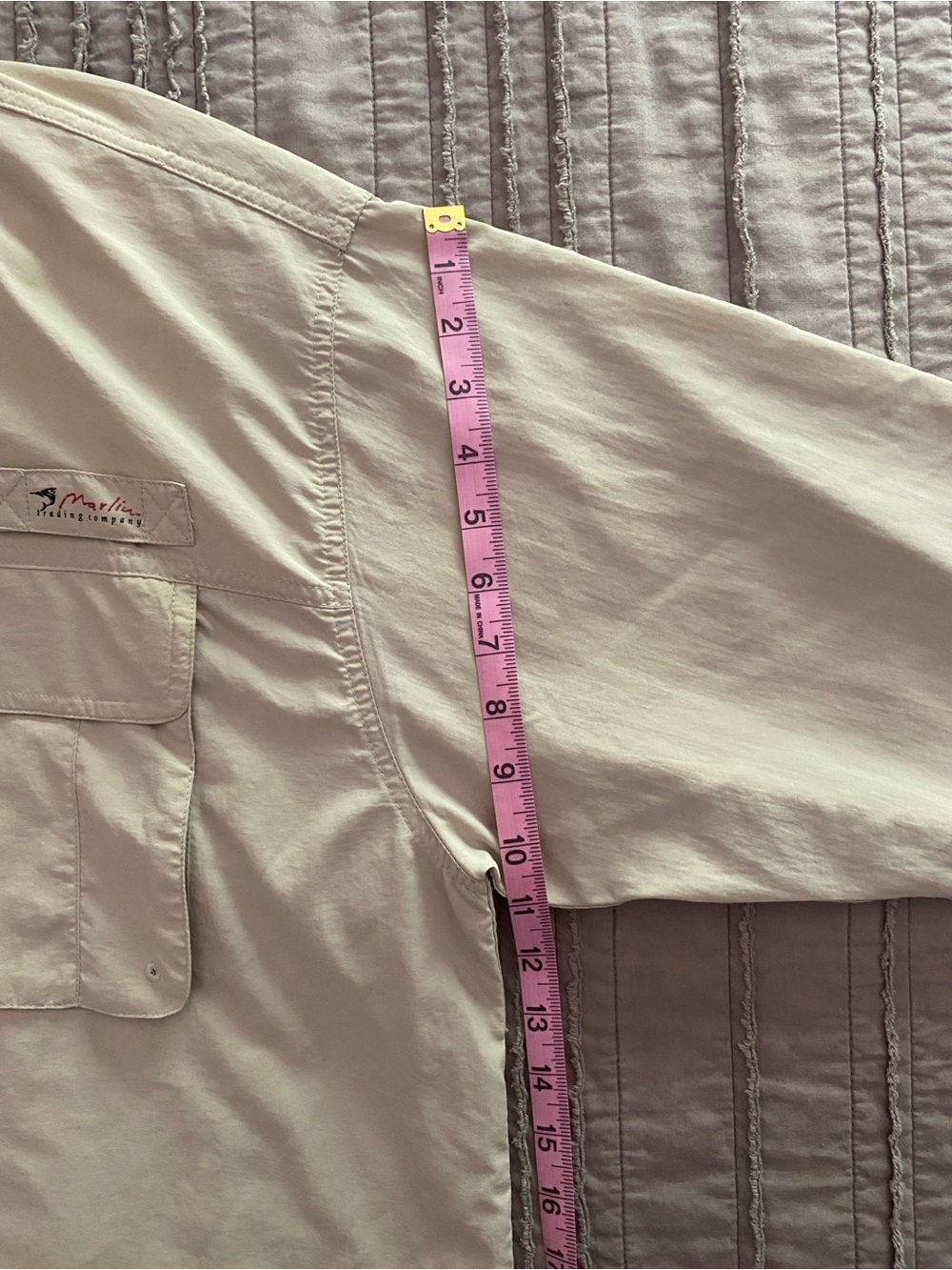 Marlin - Khaki Colored Long Sleeve Button Fishing Shirt - size XL (mens) - Picture 12 of 14